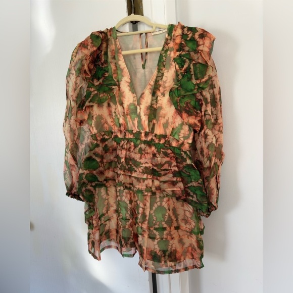 ULLA JOHNSON Adelaide ruffled printed silk-organza mini dress - Picture 4 of 8